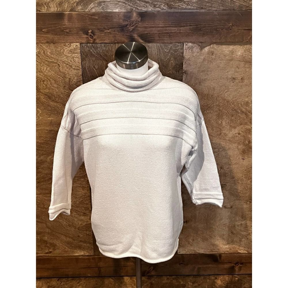 Turtleneck Sweater‎ Knit Top Striped 3/4 Sleeve Pullover Casual